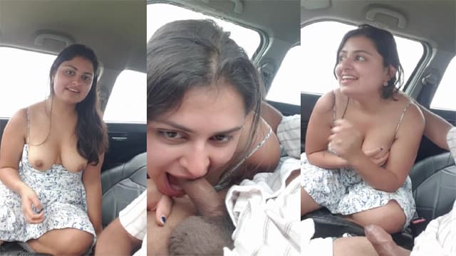GF Flash Hot Boobs Sucking BF’s Dick In Car Mms Video